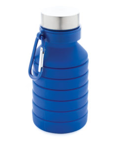 Leakproof collapsible silicone bottle with lid blue P432.625