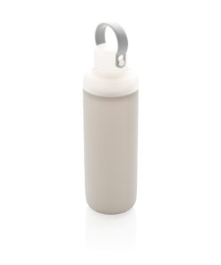 Glass water bottle with silicone sleeve grey P436.652