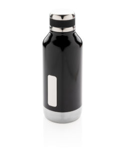 Leak proof vacuum bottle with logo plate black P436.671