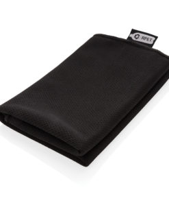 RPET sport towel in pouch black P453.781