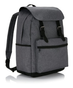 Laptop backpack with magnetic buckle straps grey P706.142