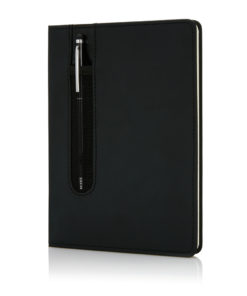 Standard hardcover PU A5 notebook with stylus pen black P773.311