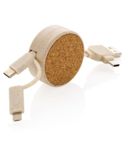 Cork and Wheat 6-in-1 retractable cable brown P302.369