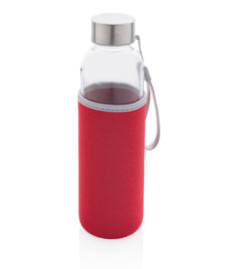 Glass bottle with neoprene sleeve red P433.434