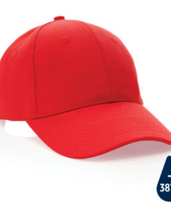 Impact 6 panel 280gr Recycled cotton cap with AWARE™ tracer red P453.304