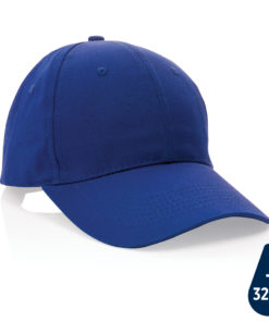 Impact 6 panel 190gr Recycled cotton cap with AWARE™ tracer blue P453.325