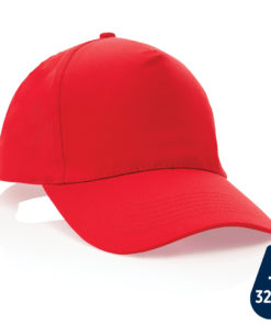Impact 5 panel 190gr Recycled cotton cap with AWARE™ tracer red P453.334