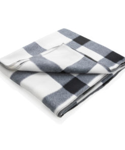 Soft plaid fleece blanket white P459.053