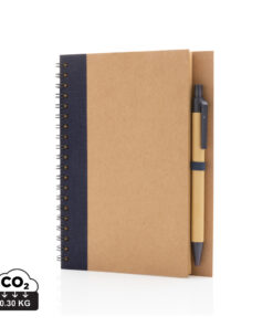 Kraft spiral notebook with pen blue P774.265